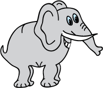 Нарисованный радостный слон